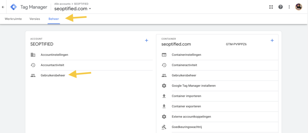 Google tag manager gebruiker toevoegen